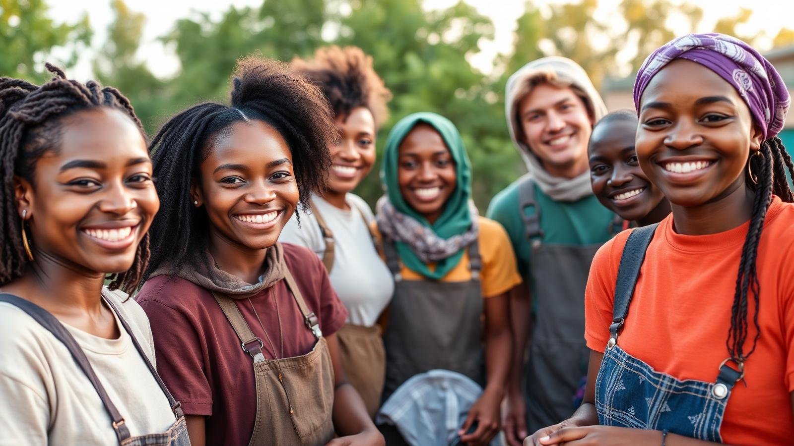 Bénévoles souriants